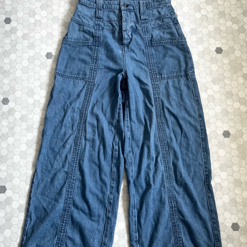 American Eagle High Rise Blue Denim Wide-Leg Pants